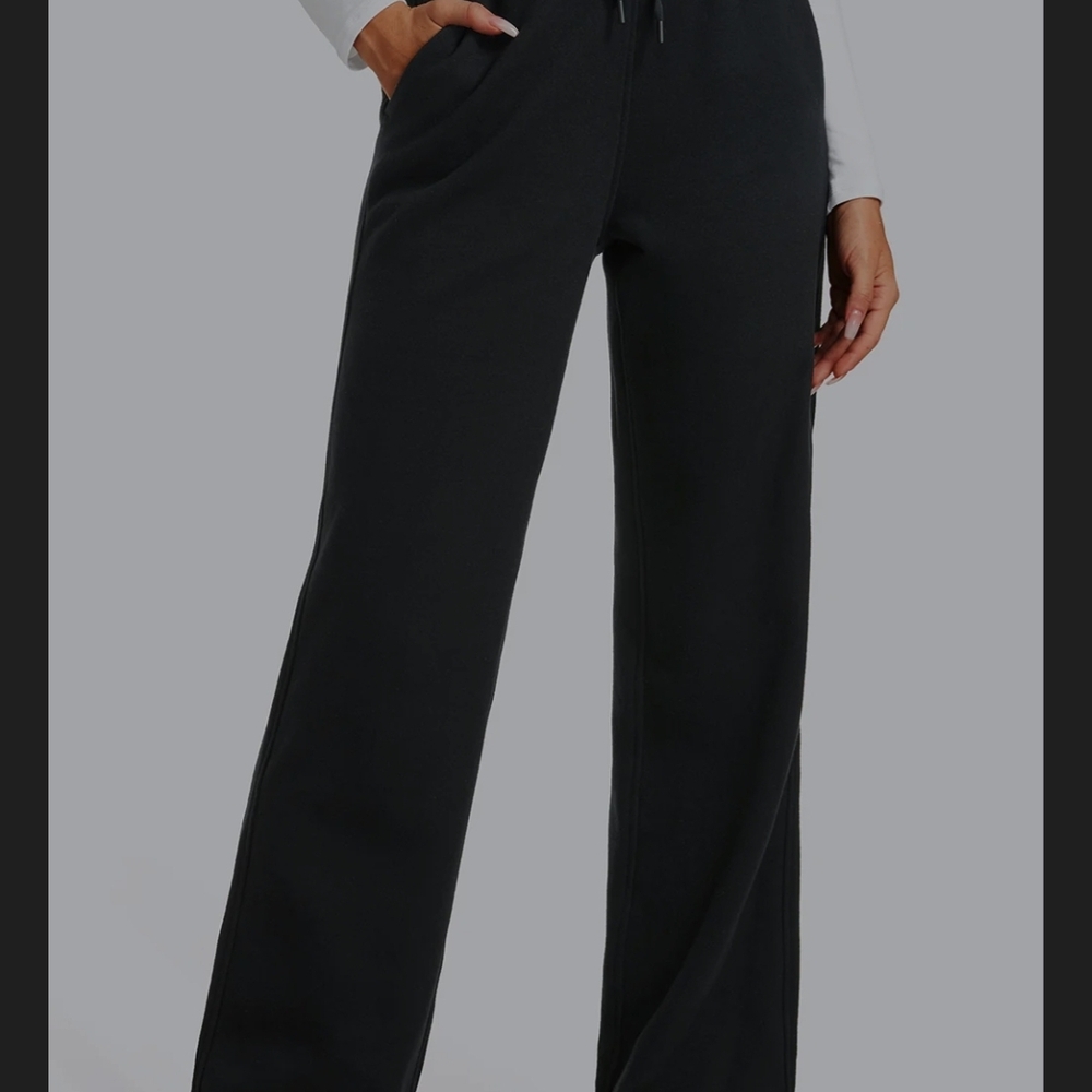 CRZ YOGA Women's Black Relaxed Joggers Fleece Sweatpants
